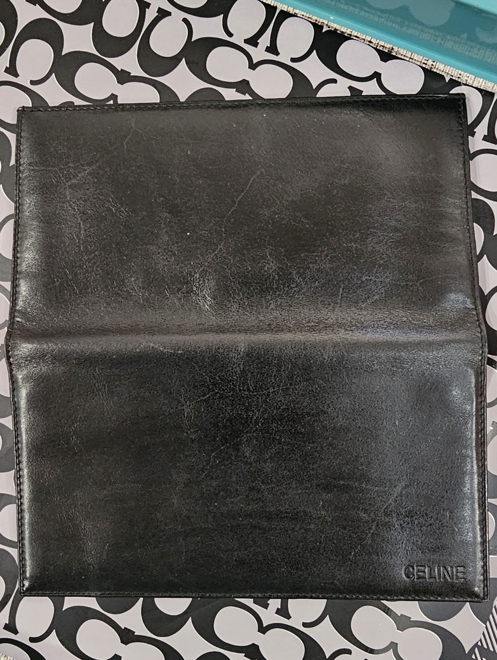 Vintage Celine Paris Black Leather Long Bifold Wallet with RED LINING 😍 - Picture 3 of 12